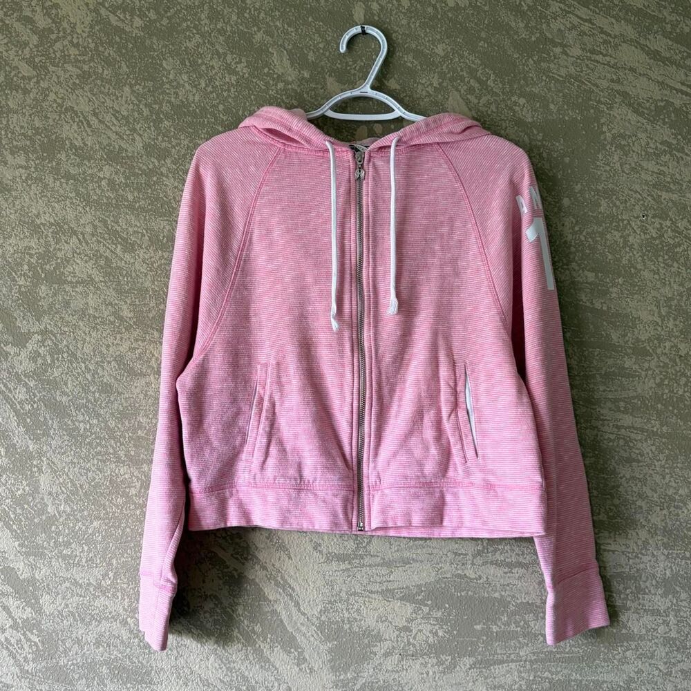 Victoria’s Secret Angel 10 Pink Striped Cropped Zip Hoodie S/P